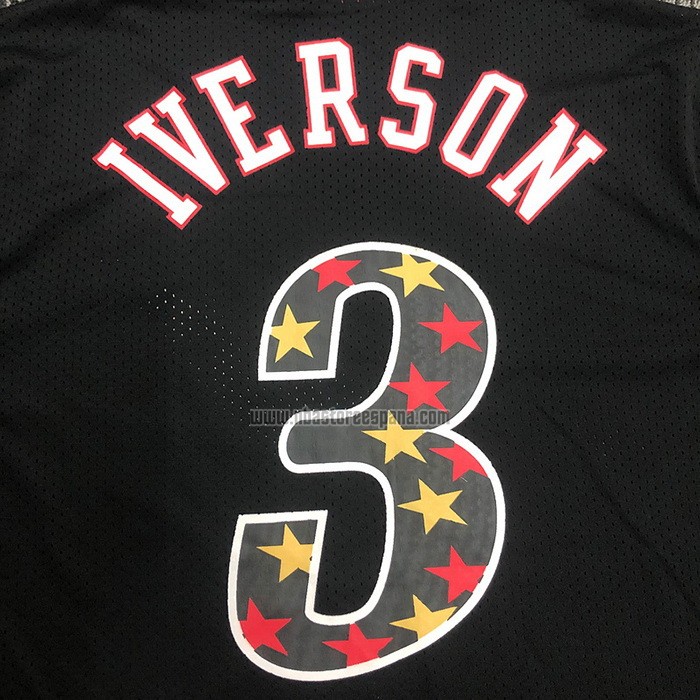 Camiseta Manga Corta Philadelphia 76ers Allen Iverson NO 3 Negro2